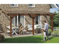 Terrassenüberdachung SKAN HOLZ Andria 541x400 cm nußbaum