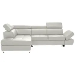 Ecksofa in Lederlook Kombination Echtleder/Lederlook Hellgrau