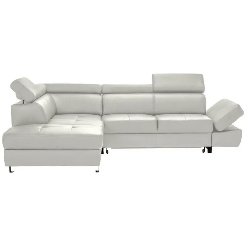 Ecksofa in Lederlook Kombination Echtleder/Lederlook Hellgrau