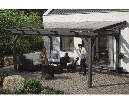 Terrassenüberdachung SKAN HOLZ Sanremo 541x400 cm schiefergrau