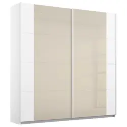 Schwebetürenschrank in Weiß, Champagner