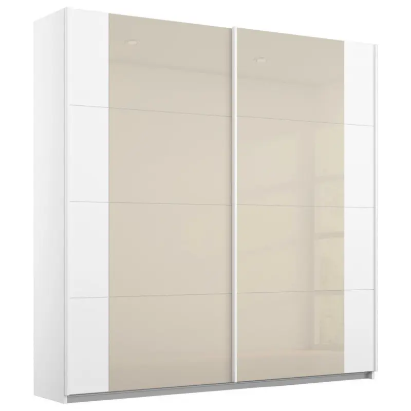 Schwebetürenschrank in Weiß, Champagner