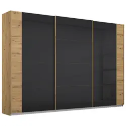 Schwebetürenschrank in Anthrazit, Eiche Artisan