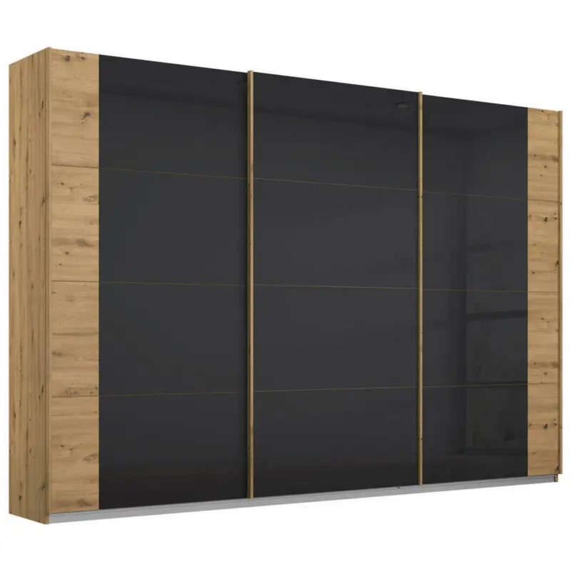 Schwebetürenschrank in Anthrazit, Eiche Artisan