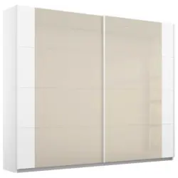 Schwebetürenschrank in Weiß, Champagner