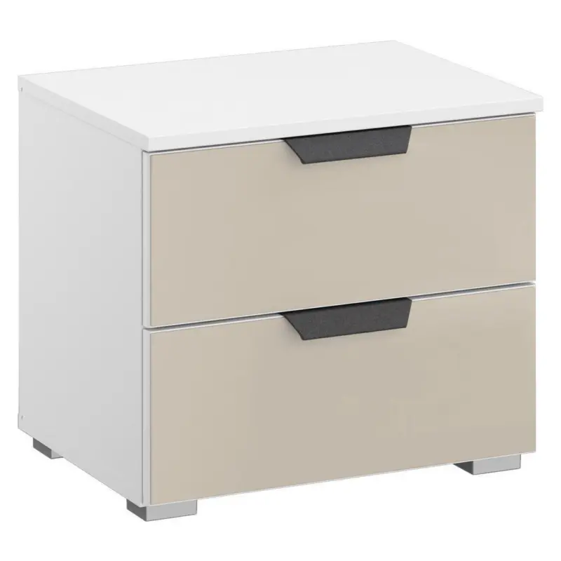 Nachtk&auml;stchen in Wei&szlig;, Champagner