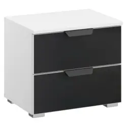 Nachtkästchen in Anthrazit, Weiß