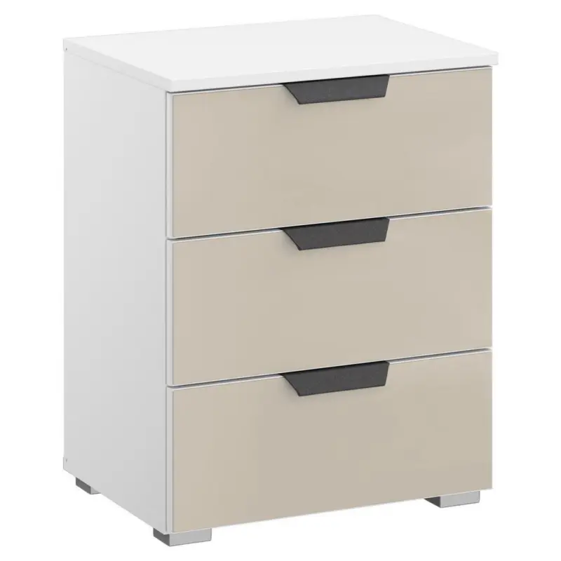 Nachtk&auml;stchen in Wei&szlig;, Champagner