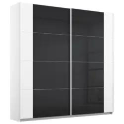 Schwebetürenschrank in Anthrazit, Weiß