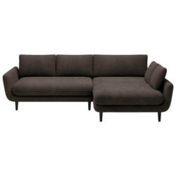 Ecksofa in Velours Dunkelbraun