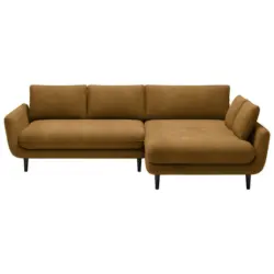 Ecksofa in Velours Goldfarben