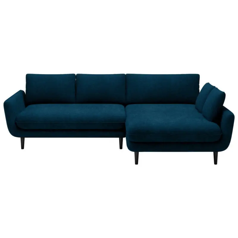 Ecksofa in Velours Dunkelblau