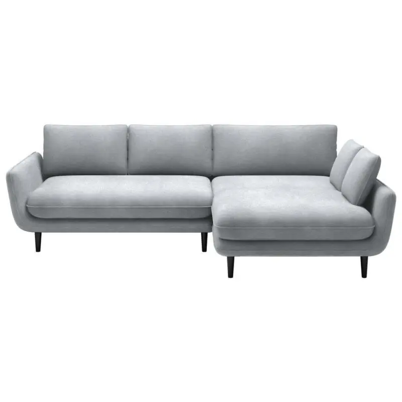 Ecksofa in Velours Silberfarben