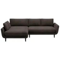 Ecksofa in Velours Dunkelbraun