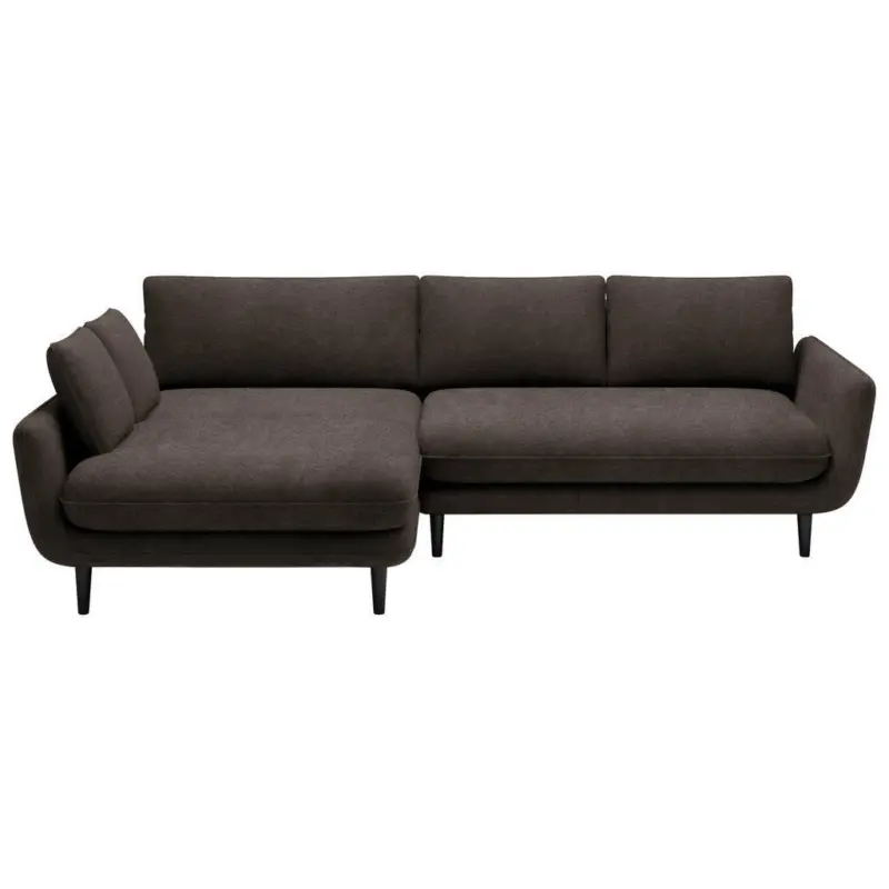 Ecksofa in Velours Dunkelbraun