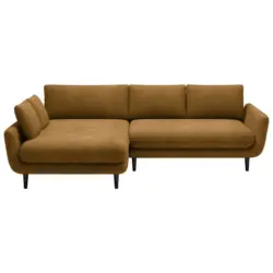 Ecksofa in Velours Goldfarben