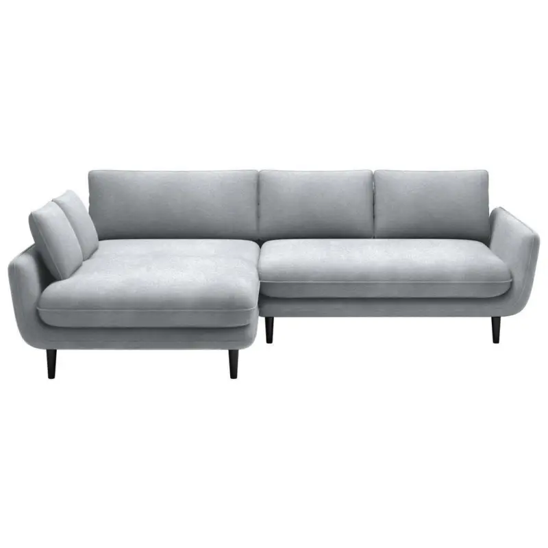 Ecksofa in Velours Silberfarben