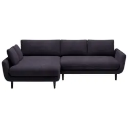 Ecksofa in Velours Anthrazit