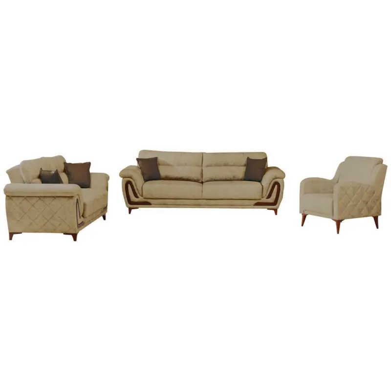 Sitzgarnitur in Webstoff Creme