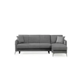 Eckschlafsofa in Webstoff Anthrazit