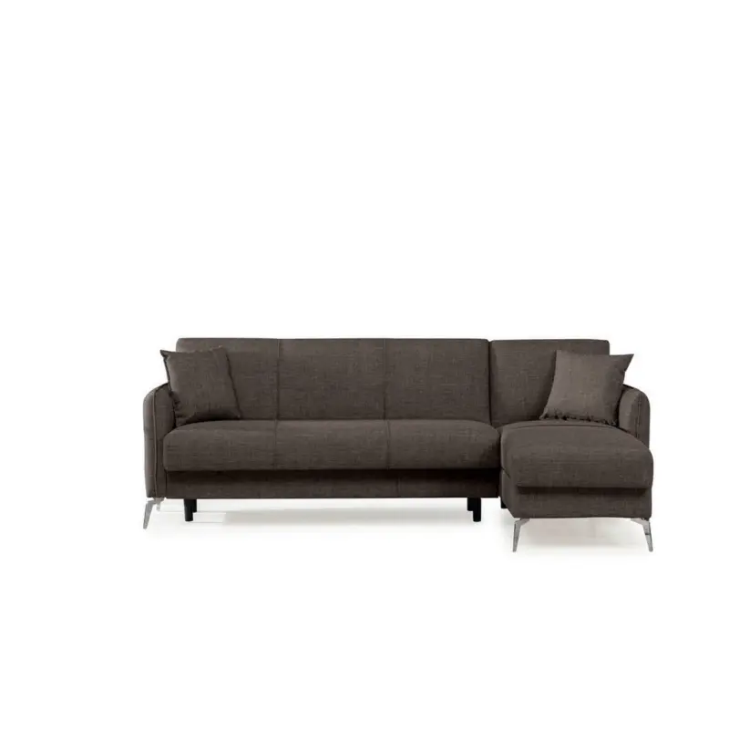 Eckschlafsofa in Webstoff Braun