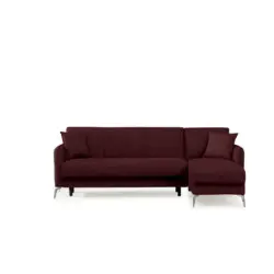 Eckschlafsofa in Webstoff Bordeaux