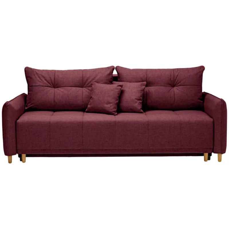 Schlafsofa in Webstoff Dunkelrot