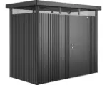 Hornbach Gartenhaus Biohort HighLine inkl. Dachrinne Regale Set Lüftung Oberlicht 254 x 134 cm dunkelgrau-metallic