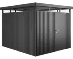 Hornbach Gartenhaus Biohort HighLine inkl. Dachrinne Regale Set Lüftung Oberlicht 254 x 294 cm dunkelgrau-metallic