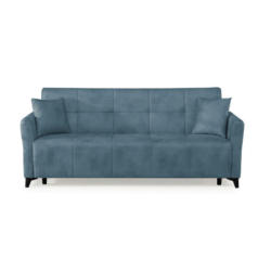 Schlafsofa in Webstoff Hellblau