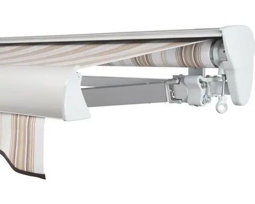 SOLUNA Halbkassettenmarkise Classic 4,5x3 Stoff Dessin 6171 Gestell E6EV1 silber eloxiert Antrieb rechts inkl. Kurbel