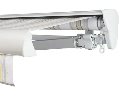 SOLUNA Halbkassettenmarkise Classic 4,5x2 Stoff Dessin 6287 Gestell E6EV1 silber eloxiert Antrieb rechts inkl. Kurbel
