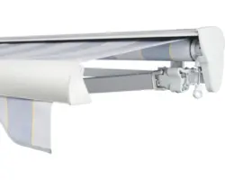 SOLUNA Halbkassettenmarkise Classic 2,5x2 Stoff Dessin 7109 Gestell E6EV1 silber eloxiert Antrieb rechts inkl. Kurbel