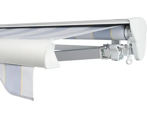 SOLUNA Halbkassettenmarkise Classic 2,5x2 Stoff Dessin 7109 Gestell E6EV1 silber eloxiert Antrieb rechts inkl. Kurbel