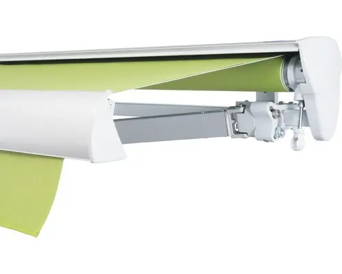SOLUNA Halbkassettenmarkise Classic 4,5x3 Stoff Dessin 7244 Gestell E6EV1 silber eloxiert Antrieb rechts inkl. Kurbel