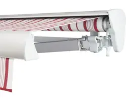 SOLUNA Halbkassettenmarkise Classic 6x2,5 Stoff Dessin 7838 Gestell E6EV1 silber eloxiert Antrieb rechts inkl. Kurbel