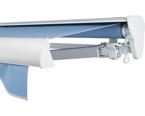 SOLUNA Halbkassettenmarkise Classic 5,5x1,5 Stoff Dessin 8204 Gestell E6EV1 silber eloxiert Antrieb rechts inkl. Kurbel
