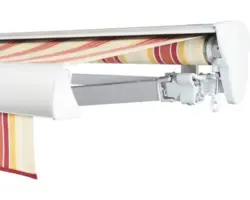 SOLUNA Halbkassettenmarkise Classic 6x2,5 Stoff Dessin 8430 Gestell E6EV1 silber eloxiert Antrieb rechts inkl. Kurbel