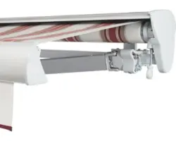 SOLUNA Halbkassettenmarkise Classic 4x2 Stoff Dessin 8783 Gestell E6EV1 silber eloxiert Antrieb rechts inkl. Kurbel