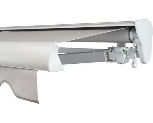 SOLUNA Halbkassettenmarkise Classic 3,5x2 Stoff Dessin 320923 Gestell E6EV1 silber eloxiert Antrieb rechts inkl. Kurbel