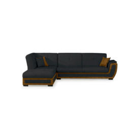 Eckschlafsofa in Webstoff Anthrazit, Gelb