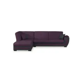 Eckschlafsofa in Webstoff Anthrazit, Lila
