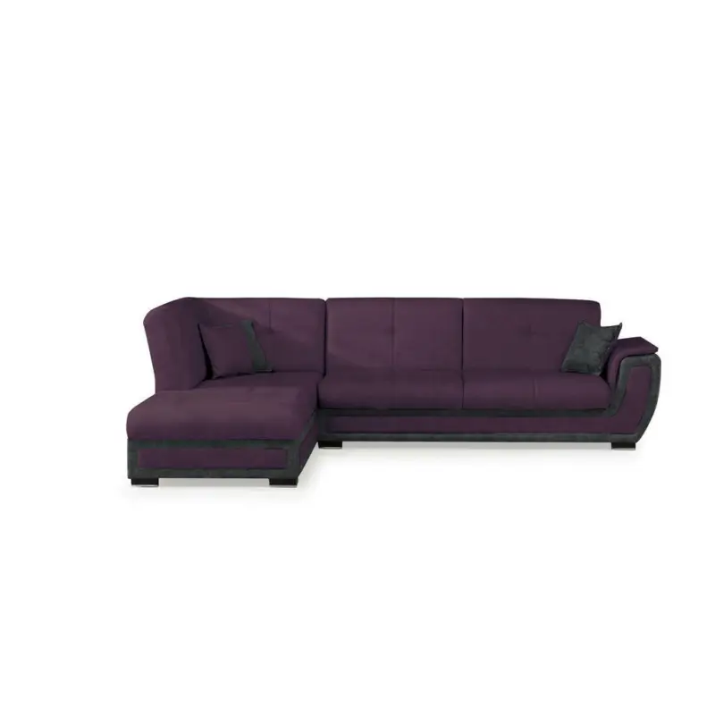 Eckschlafsofa in Webstoff Anthrazit, Lila