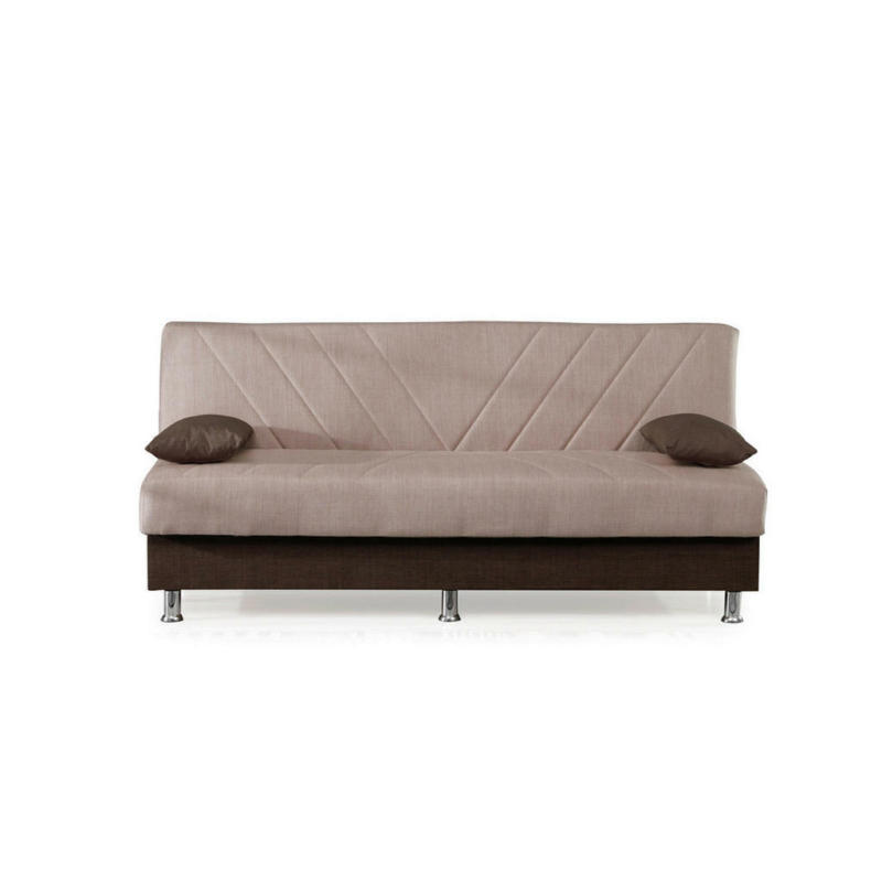 Schlafsofa in Webstoff Braun, Creme