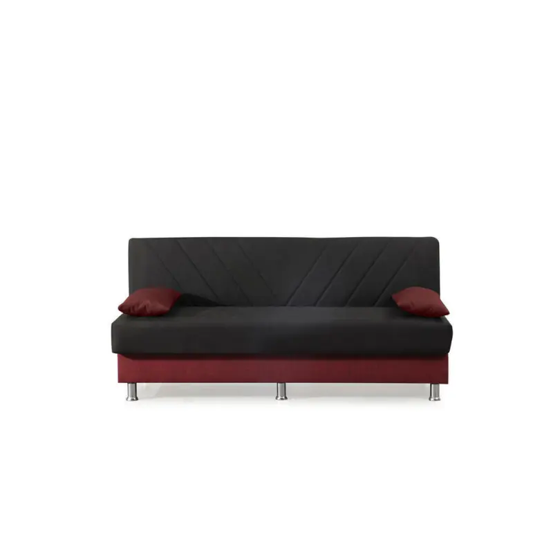 Schlafsofa in Webstoff Rot, Schwarz