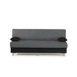 Schlafsofa in Webstoff Grau, Schwarz