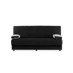 Schlafsofa in Webstoff Schwarz, Weiß