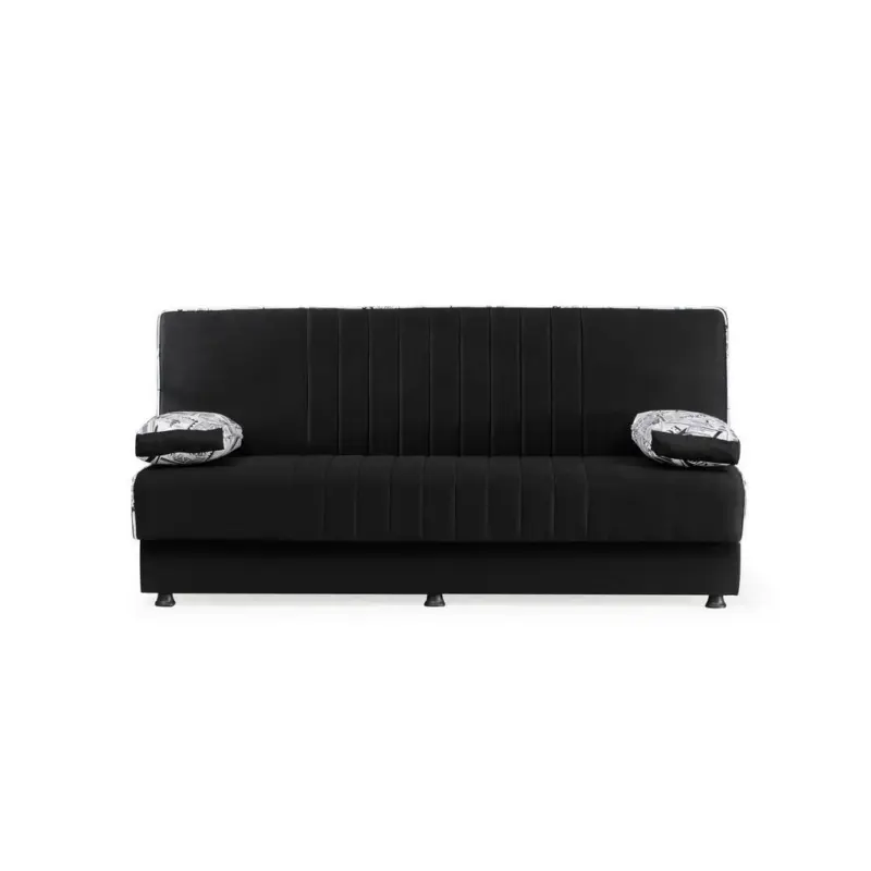 Schlafsofa in Webstoff Schwarz, Weiß