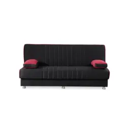 Schlafsofa in Webstoff Schwarz, Dunkelrot
