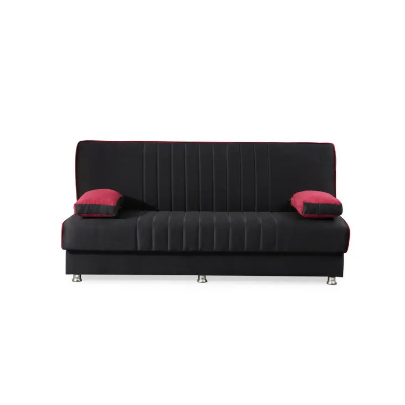 Schlafsofa in Webstoff Schwarz, Dunkelrot